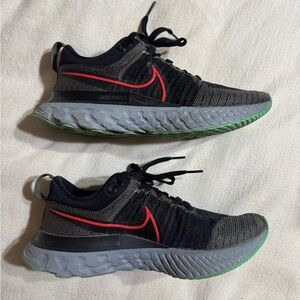 Nike React Black and Gray Flyknit Sneakers